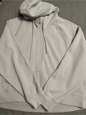 Light Gray Full-Zip Hooded Sweatshirt